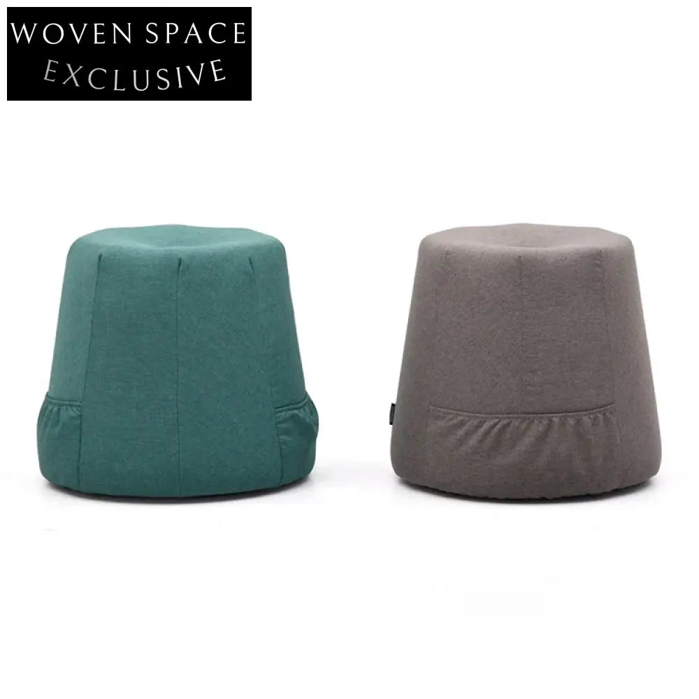 Compact Round Fabric Storage Ottoman Stool for Living Rooms & Bedrooms