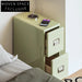 Contemporary 2-Drawer Wood Cabinet, Narrow Sofa Side Design, Green Side Table