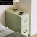 Contemporary 2-Drawer Wood Cabinet, Narrow Sofa Side Design, Green Side Table