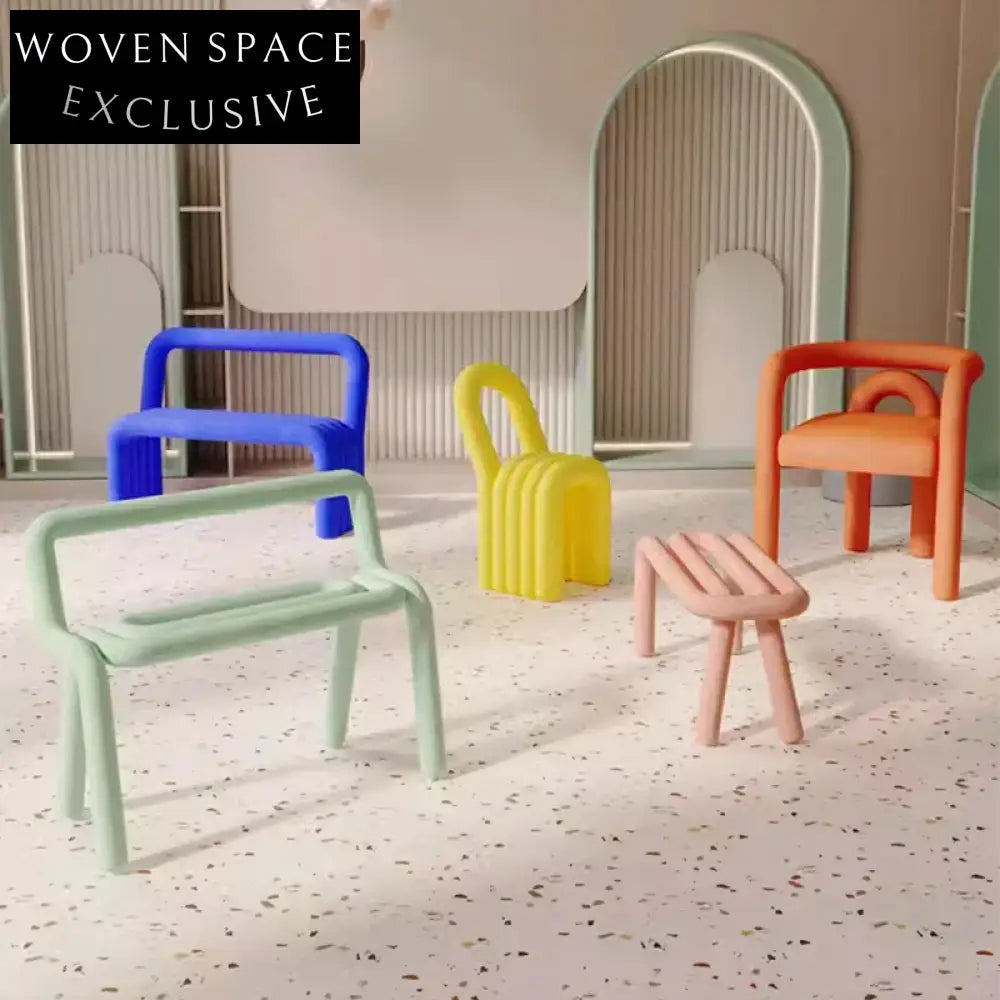 Contemporary 2-Seater Blue Fabric Sofa with Metal Frame Back Support