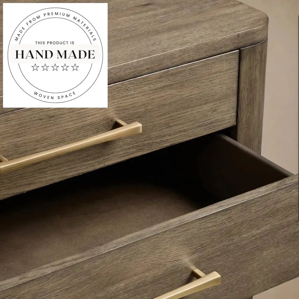 Contemporary 3-Drawer Solid Wood Oak Finish Bedside Table Nightstand