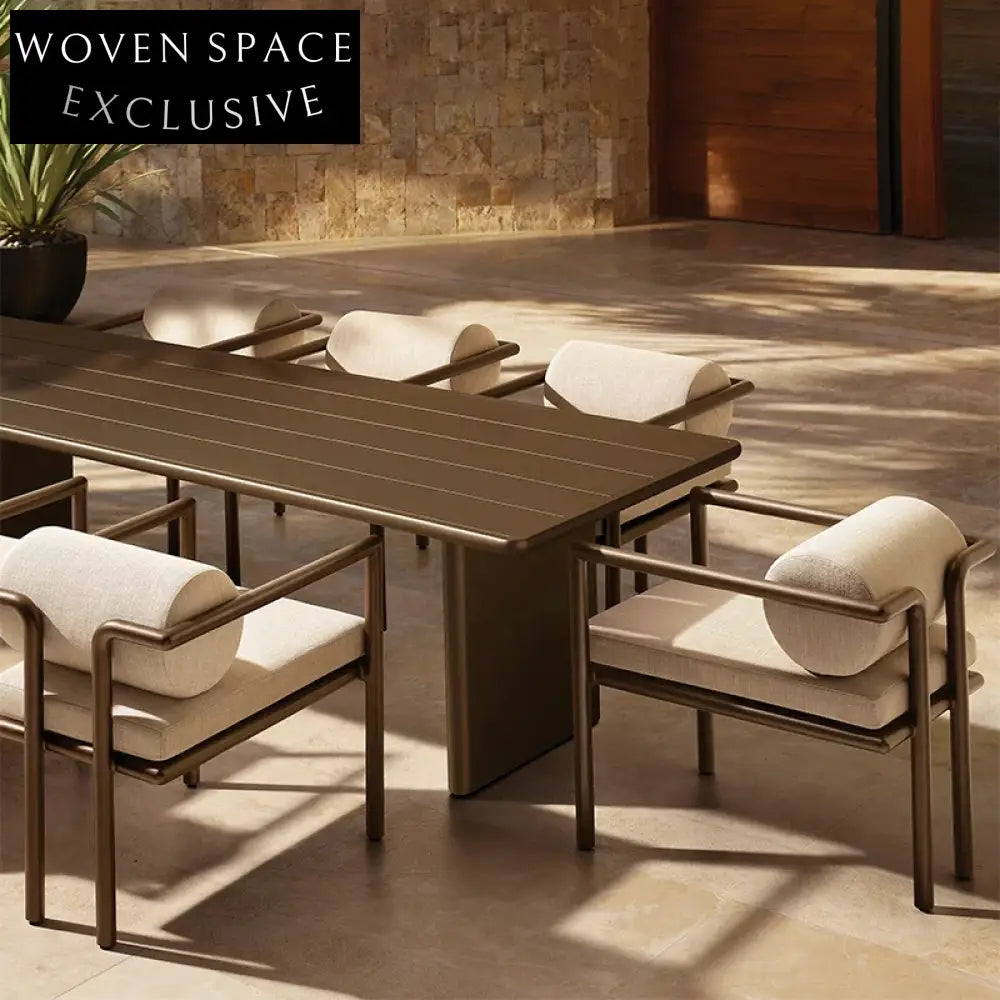 Contemporary Aluminum Outdoor Dining Furniture Set for Patio, Garden, Villa