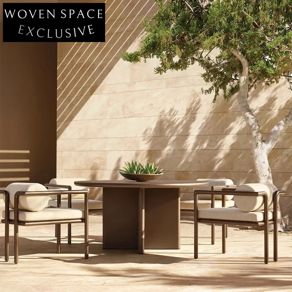 Contemporary Aluminum Outdoor Dining Furniture Set for Patio, Garden, Villa