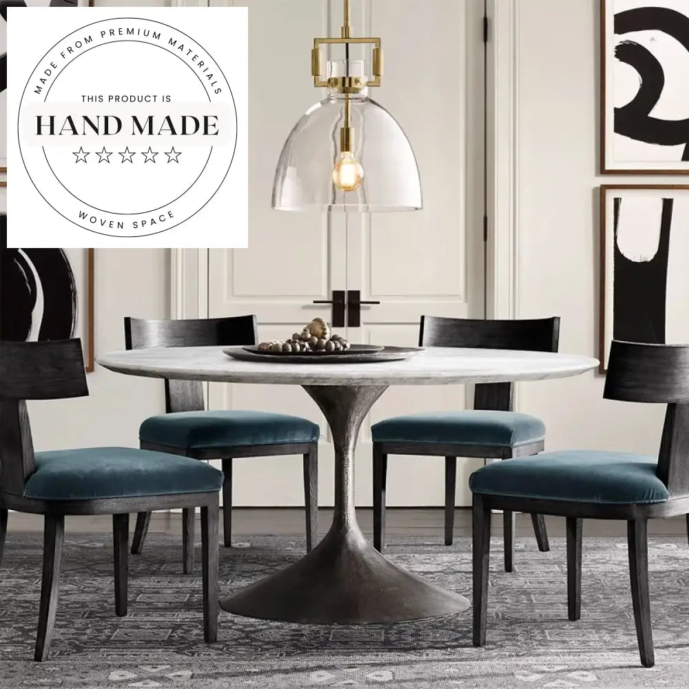 Contemporary Antique Style Fabric and Solid Wood Dining Chair