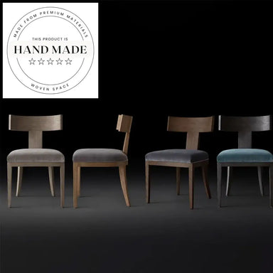 Contemporary Antique Style Fabric and Solid Wood Dining Chair