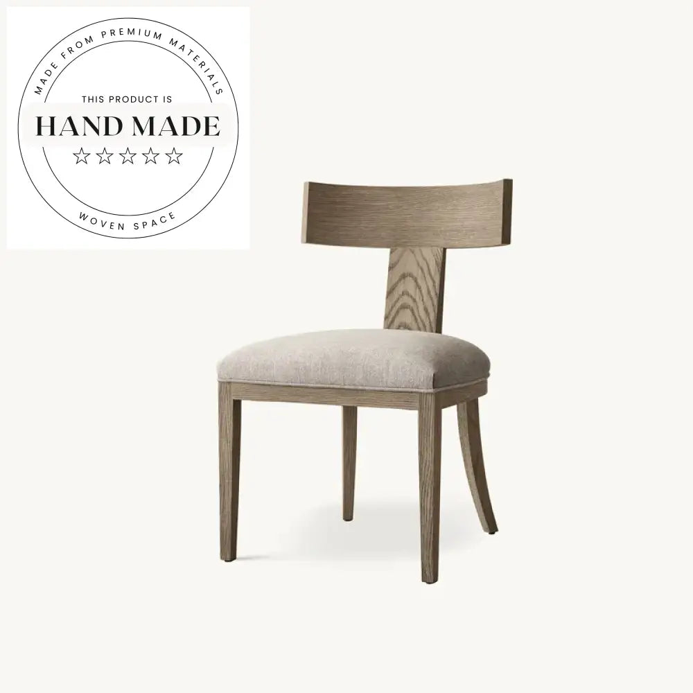 Contemporary Antique Style Fabric and Solid Wood Dining Chair