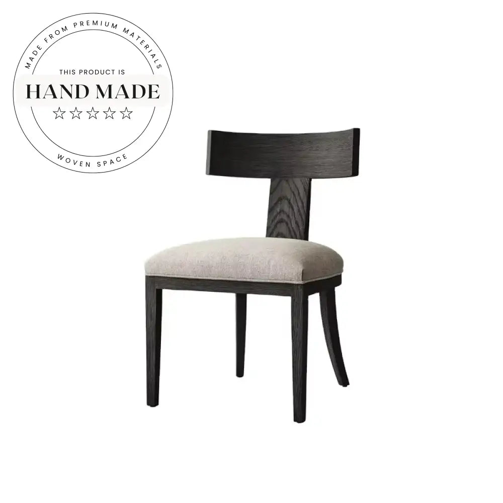 Contemporary Antique Style Fabric and Solid Wood Dining Chair