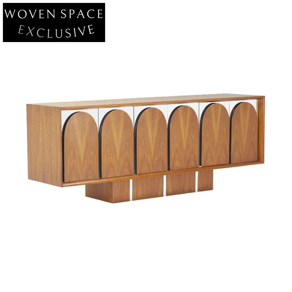 Contemporary Arch Door Solid Wood Multi-Door Living Room Cabinet