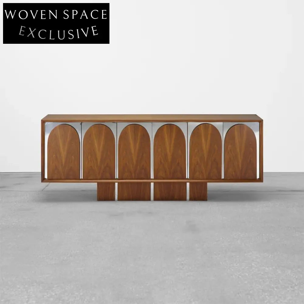 Contemporary Arch Door Solid Wood Multi-Door Living Room Cabinet