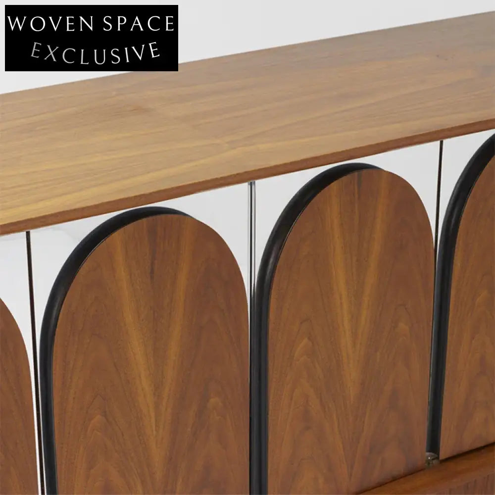 Contemporary Arch Door Solid Wood Multi-Door Living Room Cabinet