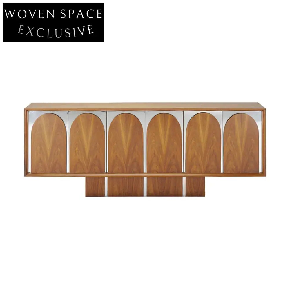 Contemporary Arch Door Solid Wood Multi-Door Living Room Cabinet