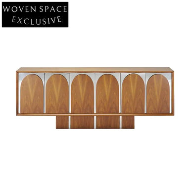 Contemporary Arch Door Solid Wood Multi-Door Living Room Cabinet