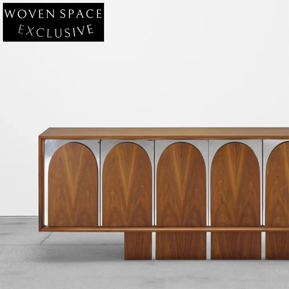 Contemporary Arch Door Solid Wood Multi-Door Living Room Cabinet