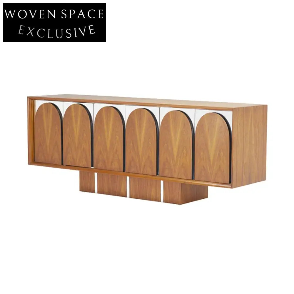 Contemporary Arch Door Solid Wood Multi-Door Living Room Cabinet