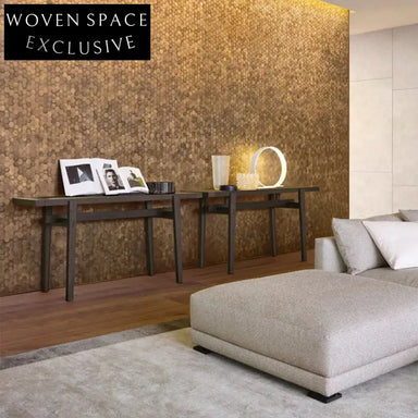 Contemporary Black Oak Wood Vintage Rectangle Entryway Console Table