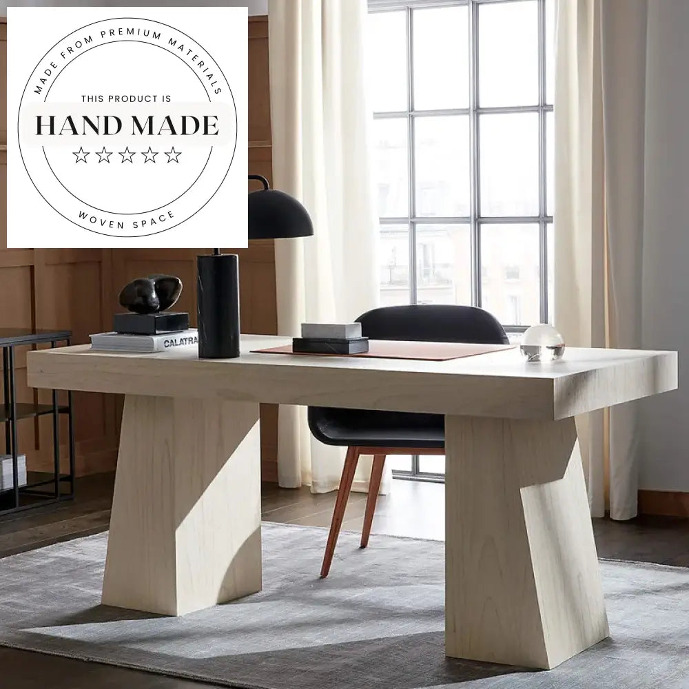 Contemporary Bleached Oak Solid Wood Writing Computer Office Desk