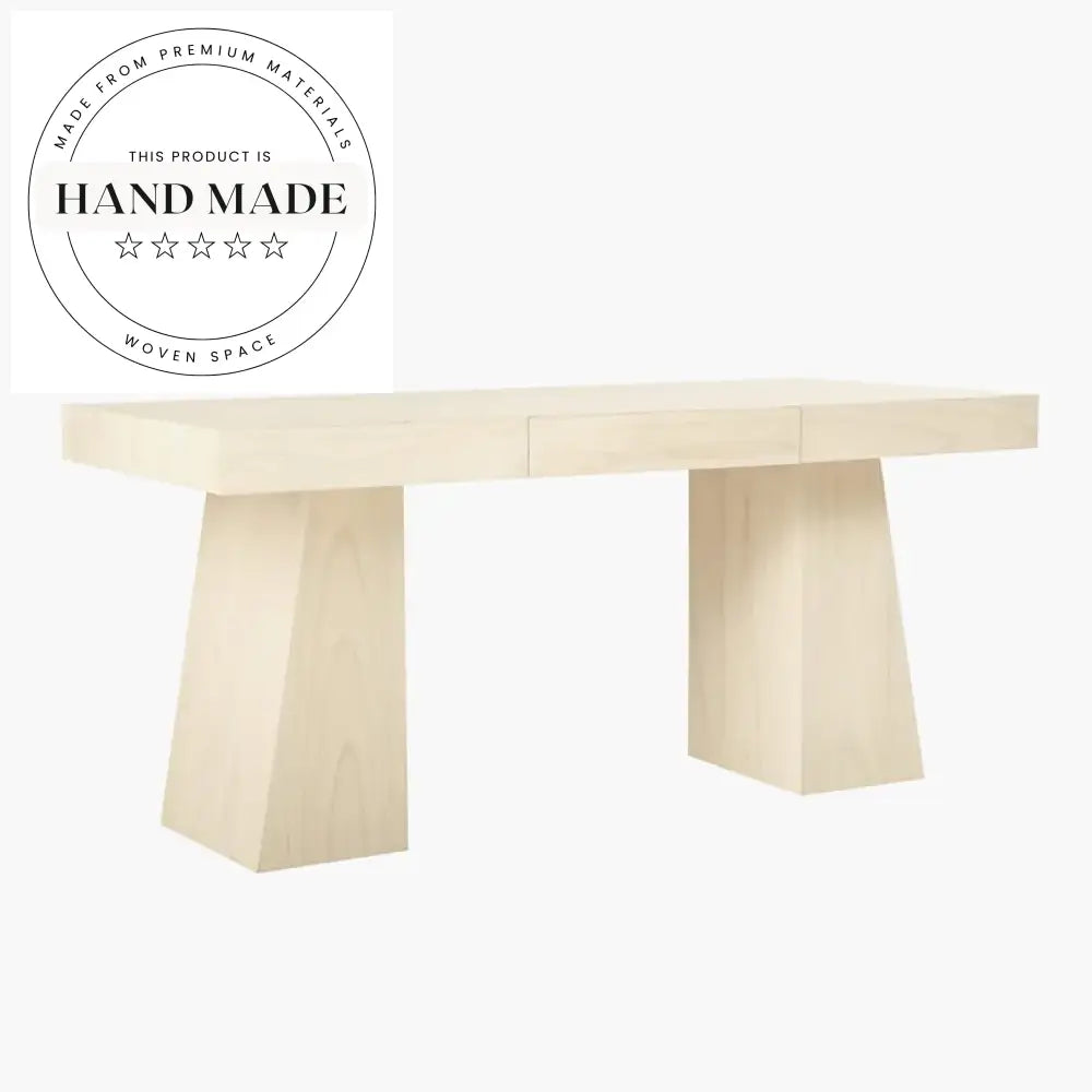 Contemporary Bleached Oak Solid Wood Writing Computer Office Desk