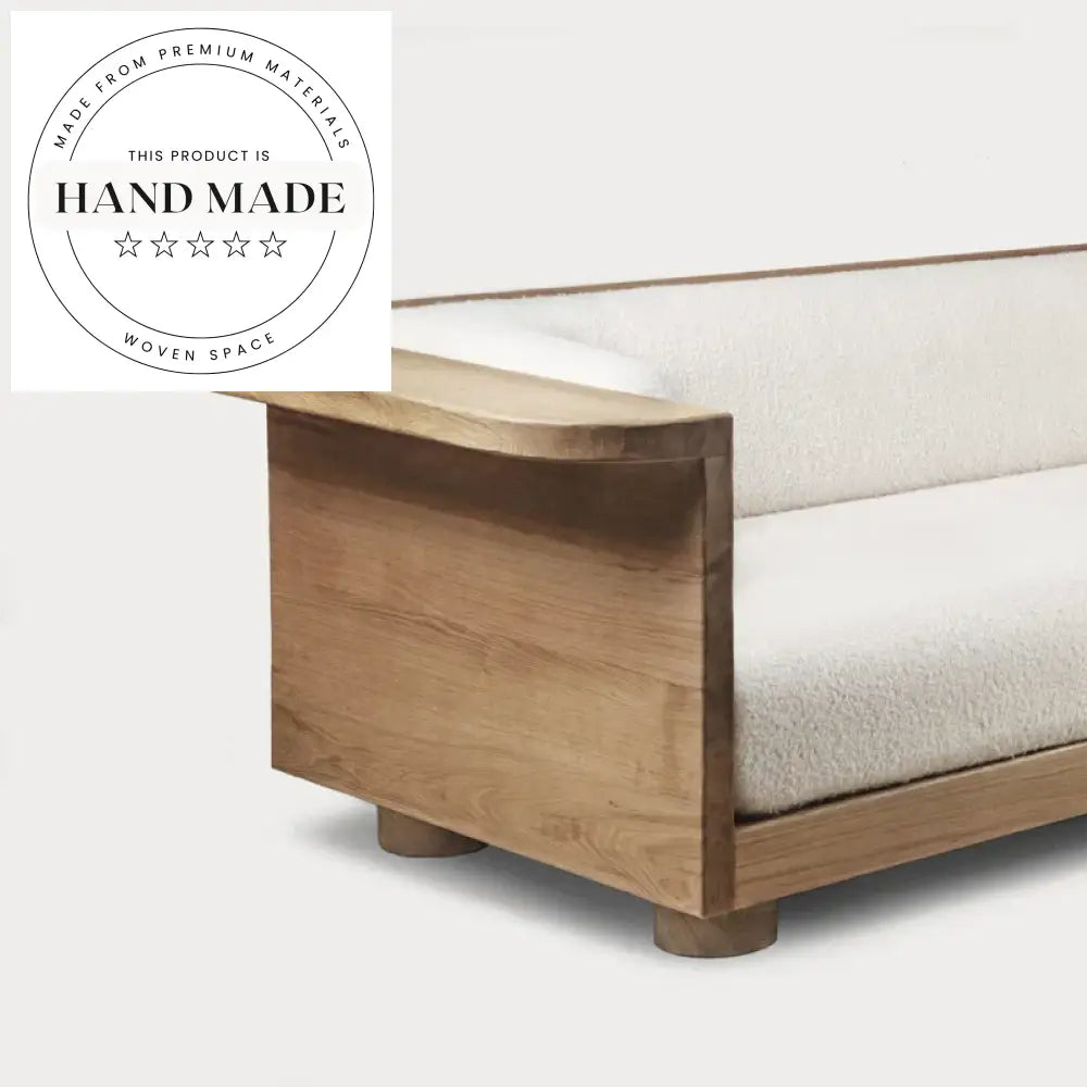 Contemporary Boucle Upholstered Sectional Sofa with Solid Wood Base Sofa