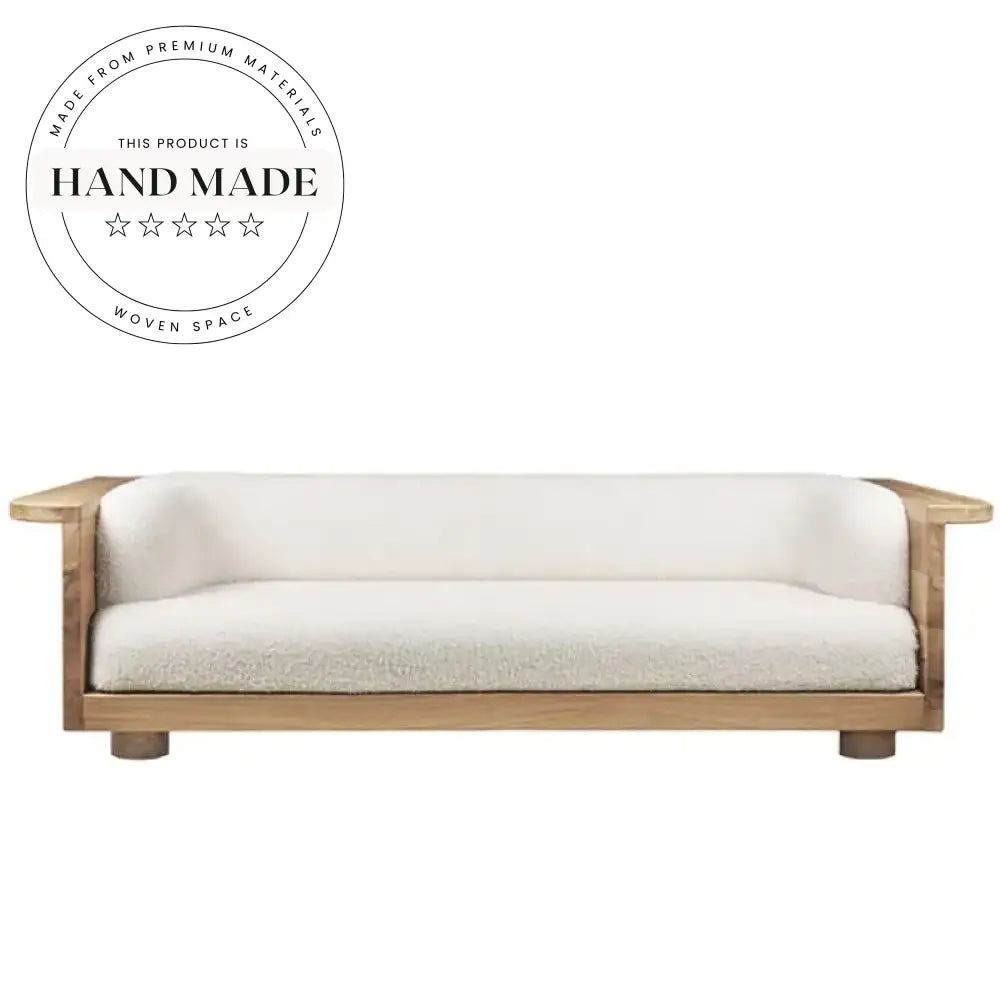 Contemporary Boucle Upholstered Sectional Sofa with Solid Wood Base Sofa