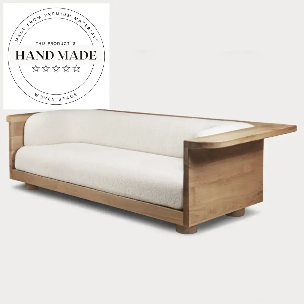 Contemporary Boucle Upholstered Sectional Sofa with Solid Wood Base Sofa