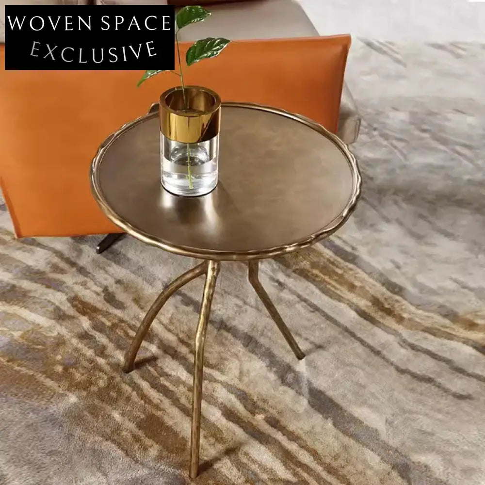 Contemporary Brass Tree Branch Design Round Top Side Living Room Coffee Table