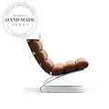 Contemporary Brown Leather Metal Frame Accent Chair for Living Room Chair
