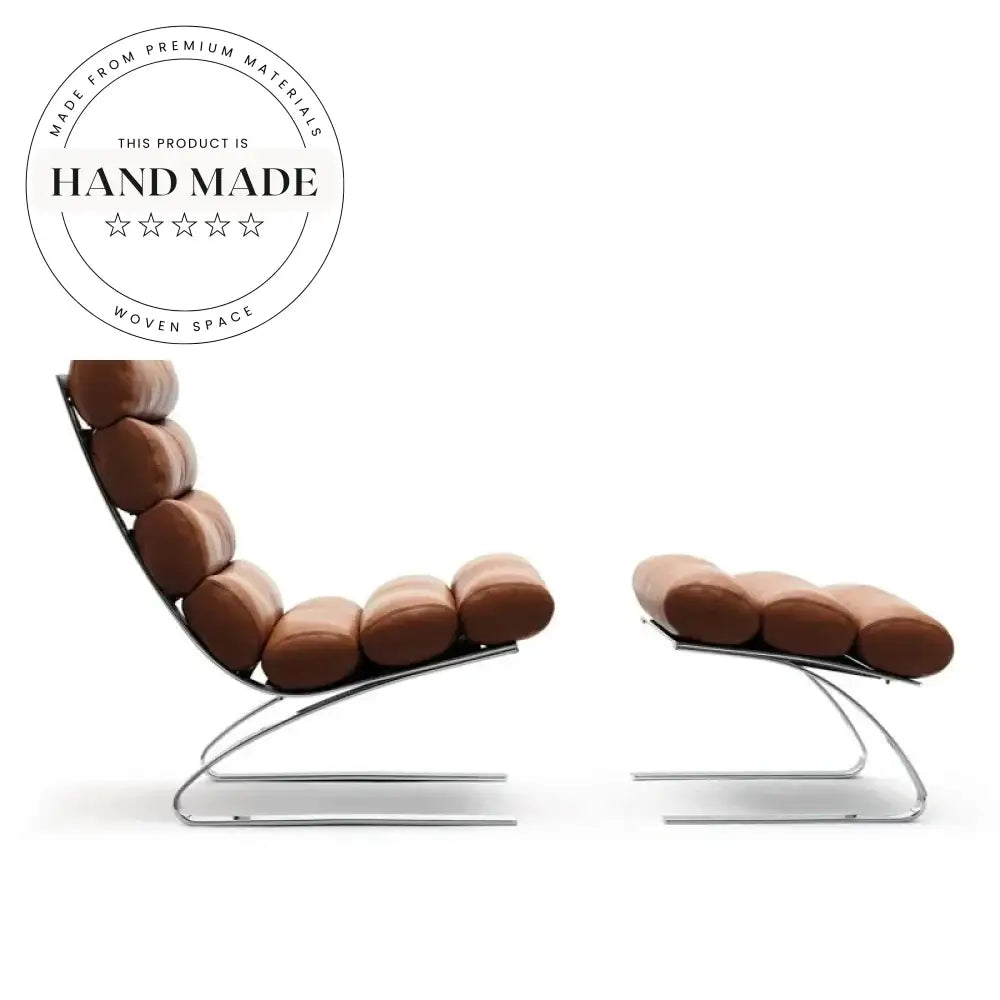 Contemporary Brown Leather Metal Frame Accent Chair for Living Room Chair