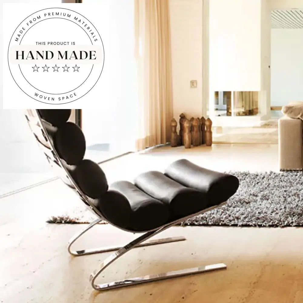Contemporary Brown Leather Metal Frame Accent Chair for Living Room Chair