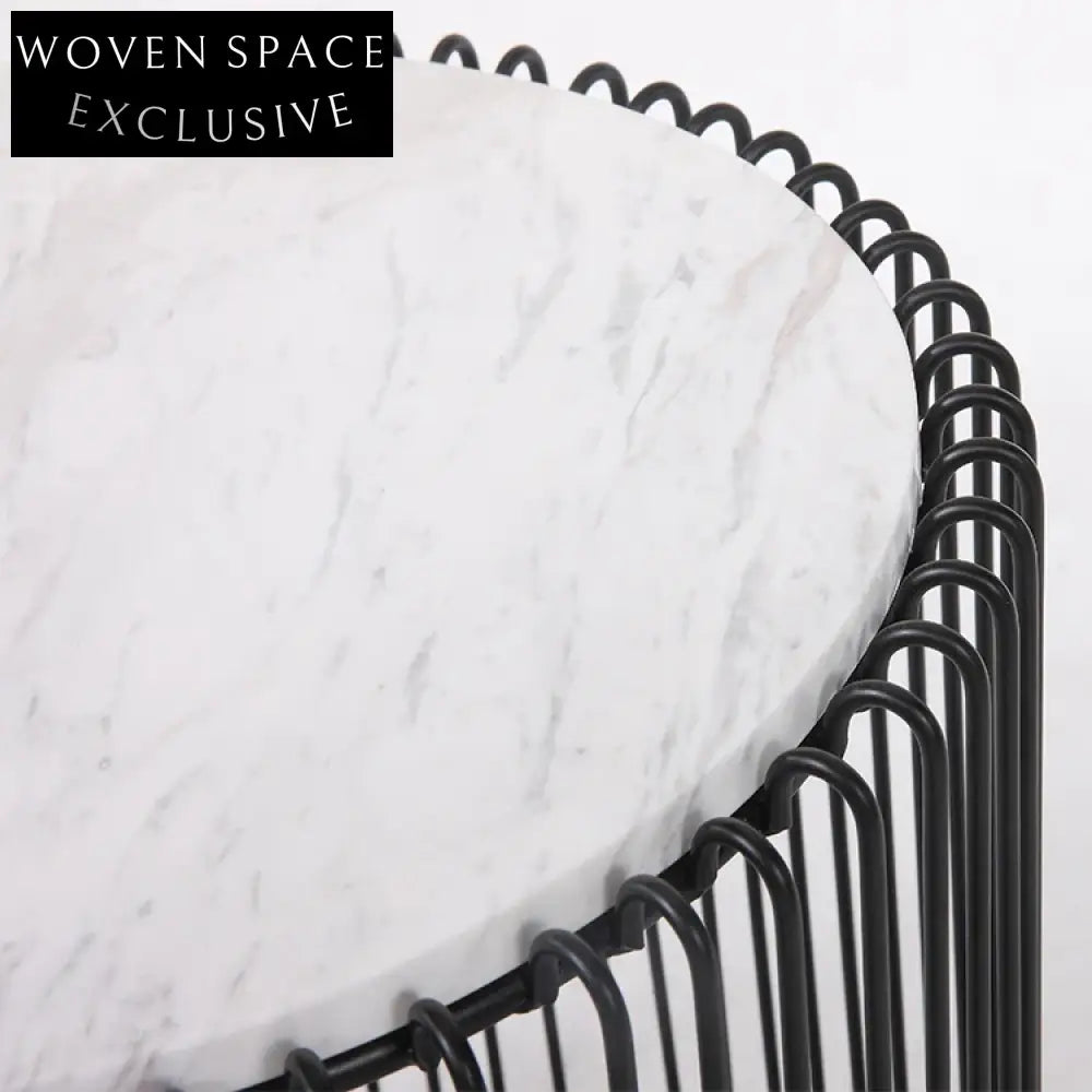 Contemporary Circular Marble Top Coffee Table with Durable Metal Frame