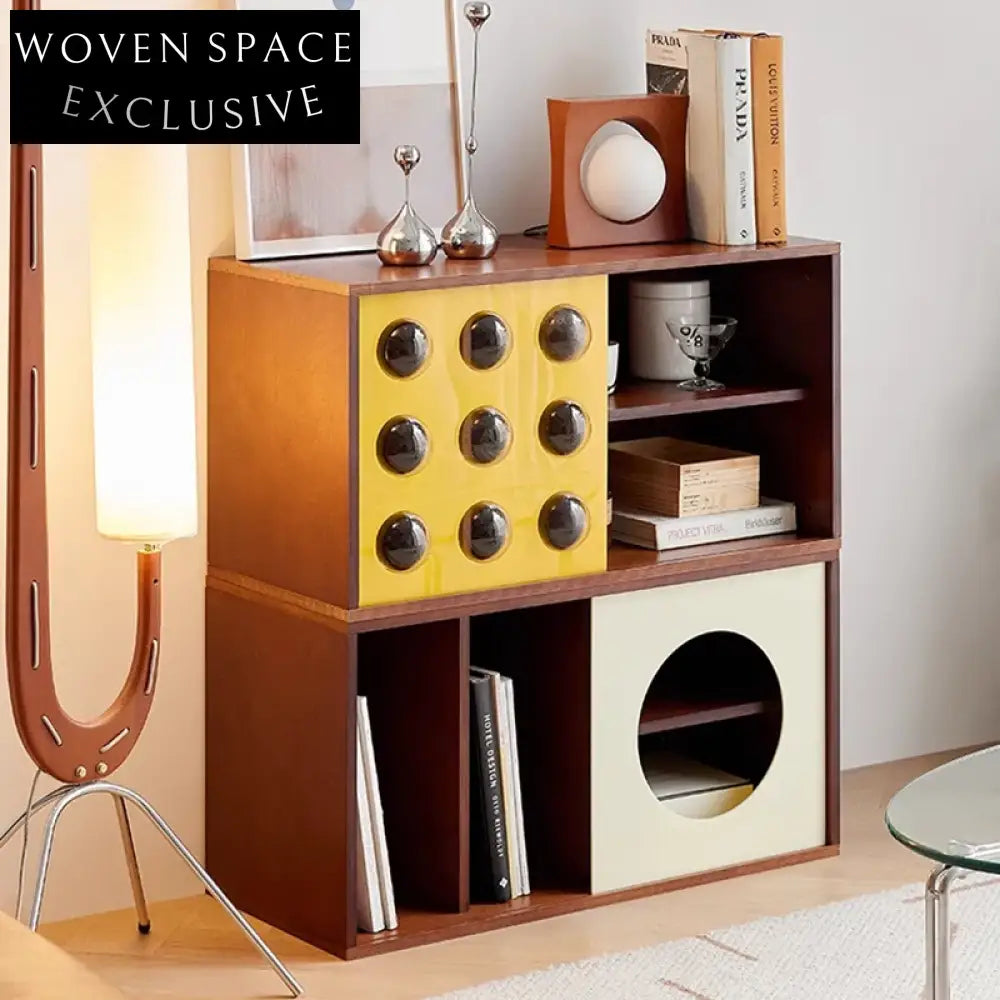 Contemporary Colorblock Buffet Sideboard, Drawers, Storage for Living Room Cabinet