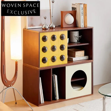 Contemporary Colorblock Buffet Sideboard, Drawers, Storage for Living Room Cabinet