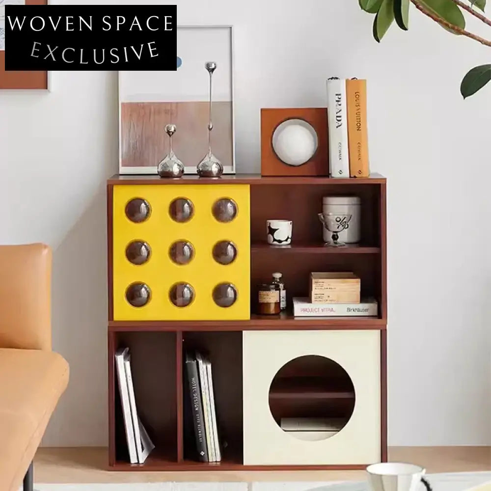 Contemporary Colorblock Buffet Sideboard, Drawers, Storage for Living Room Cabinet