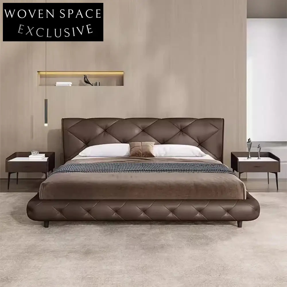 Contemporary Comfort Cloth Upholstered Larch Wood Steel Frame Bed