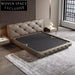 Contemporary Comfort Cloth Upholstered Larch Wood Steel Frame Bed