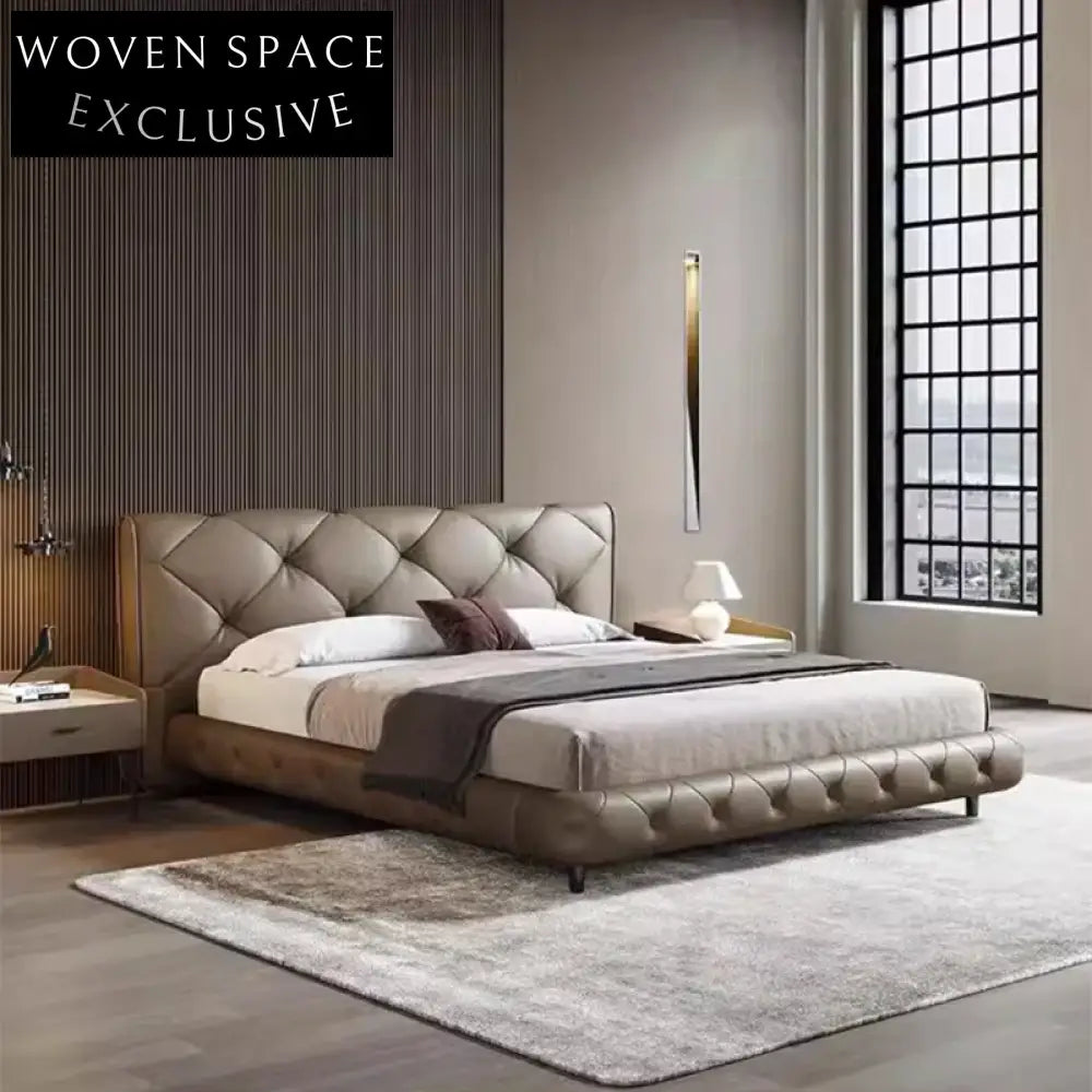 Contemporary Comfort Cloth Upholstered Larch Wood Steel Frame Bed