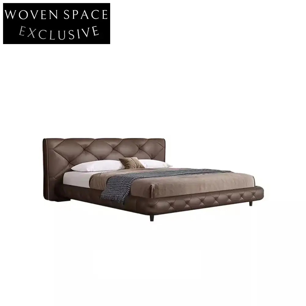 Contemporary Comfort Cloth Upholstered Larch Wood Steel Frame Bed