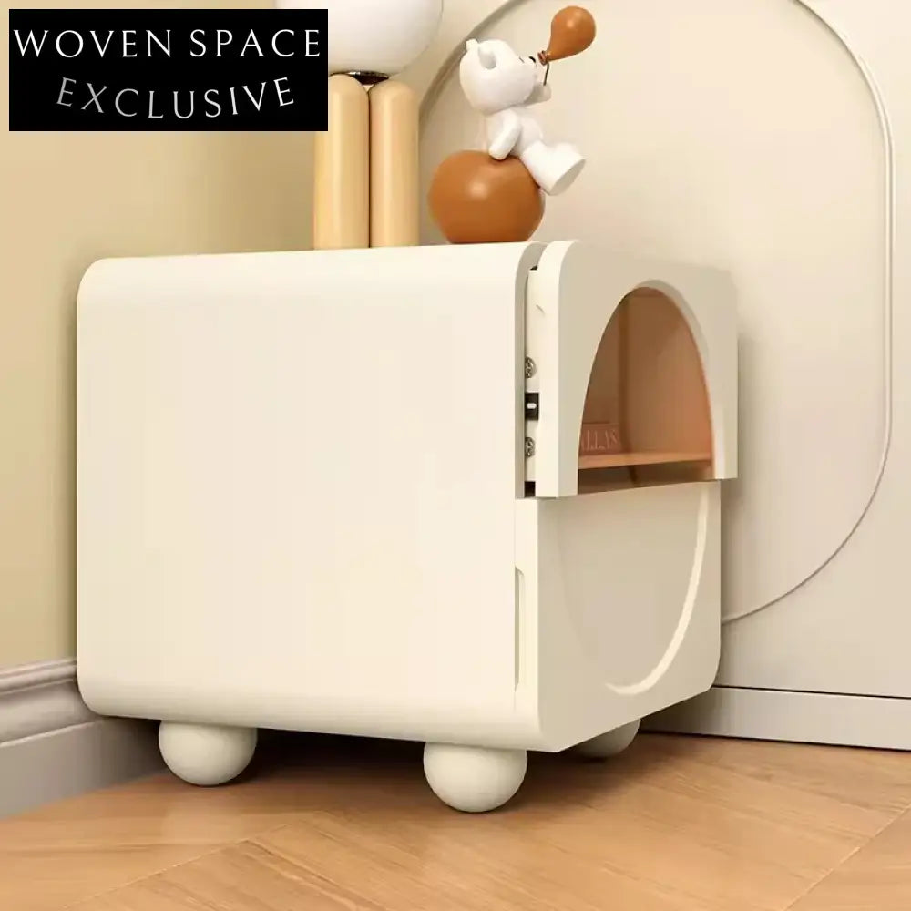 Contemporary Cream White Wooden Nightstand, Durable Multifunctional Storage Side Table