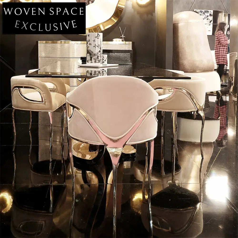 Contemporary Curved Backrest Dining Chair, Metal Base, Plush Upholstery Home Dining Chair