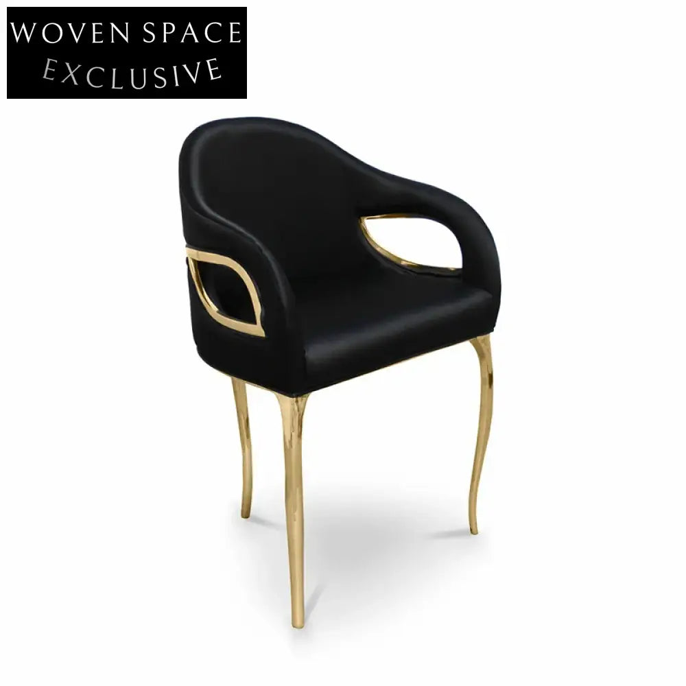 Contemporary Curved Backrest Dining Chair, Metal Base, Plush Upholstery Home Dining Chair