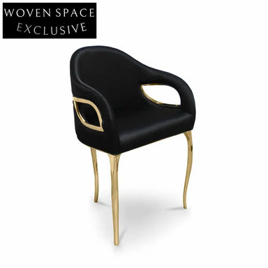 Contemporary Curved Backrest Dining Chair, Metal Base, Plush Upholstery Home Dining Chair