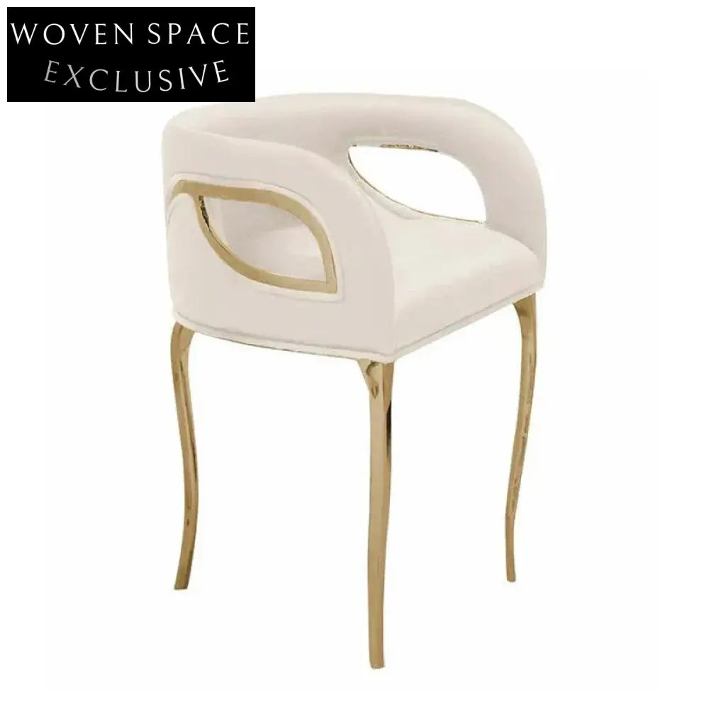 Contemporary Curved Backrest Dining Chair, Metal Base, Plush Upholstery Home Dining Chair