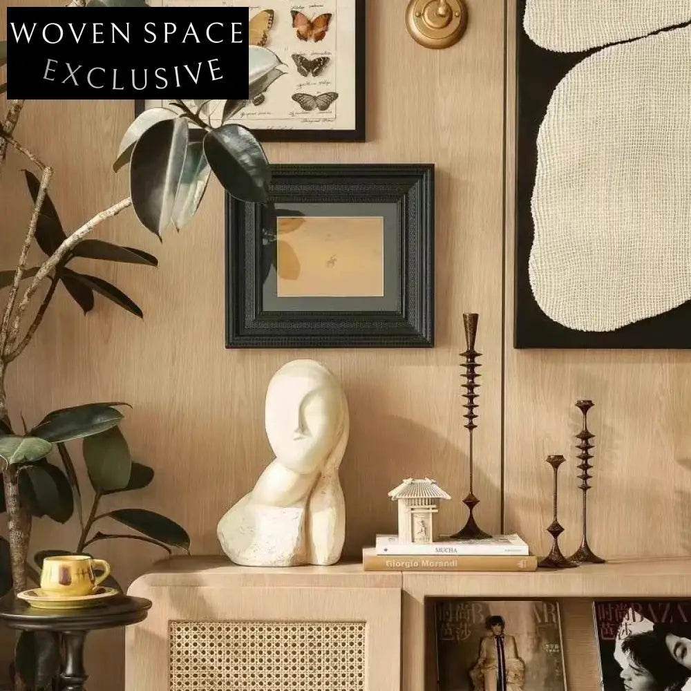 Contemporary Fiberglass Abstract Face Sculpture for Modern Home Tabletop Art Decor