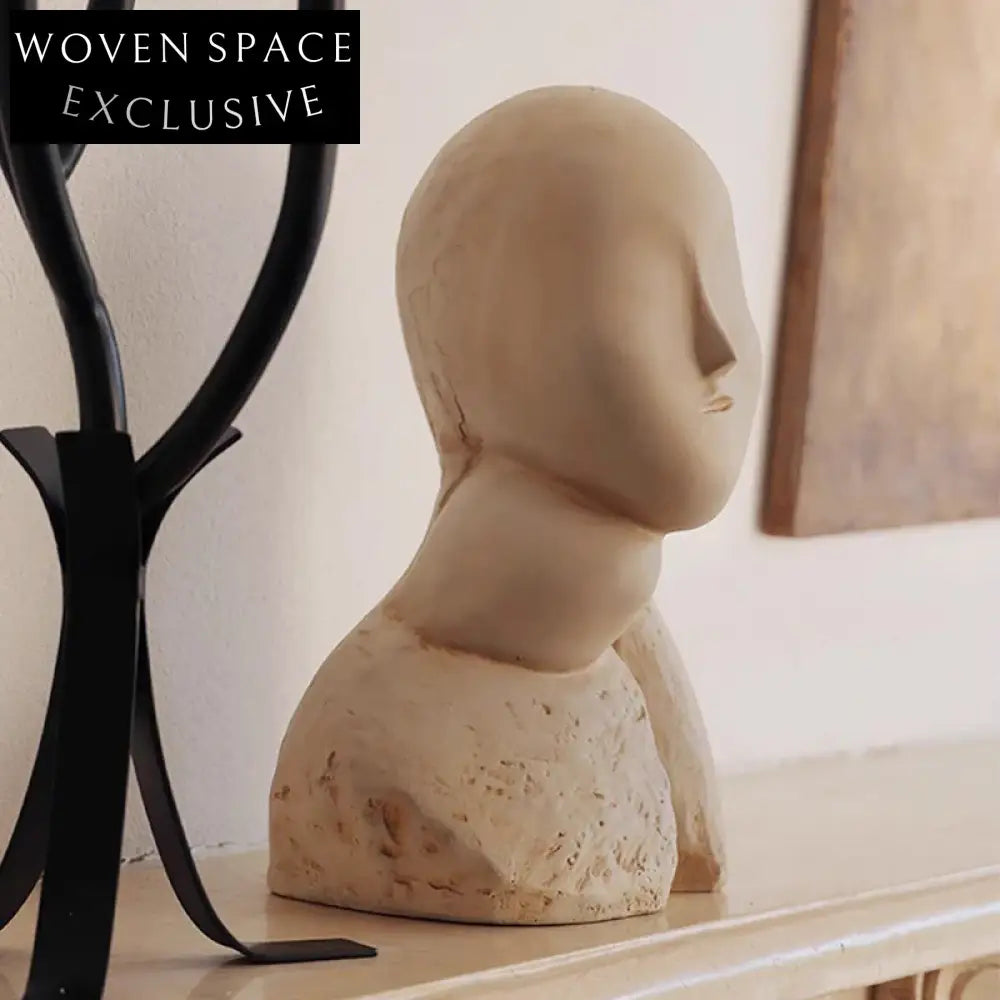 Contemporary Fiberglass Abstract Face Sculpture for Modern Home Tabletop Art Decor