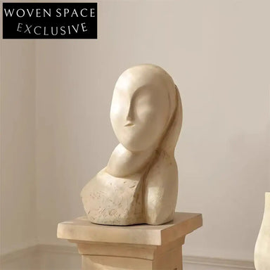 Contemporary Fiberglass Abstract Face Sculpture for Modern Home Tabletop Art Decor