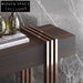 Contemporary Gold Metal Console Table with Wood Top and Storage Drawer