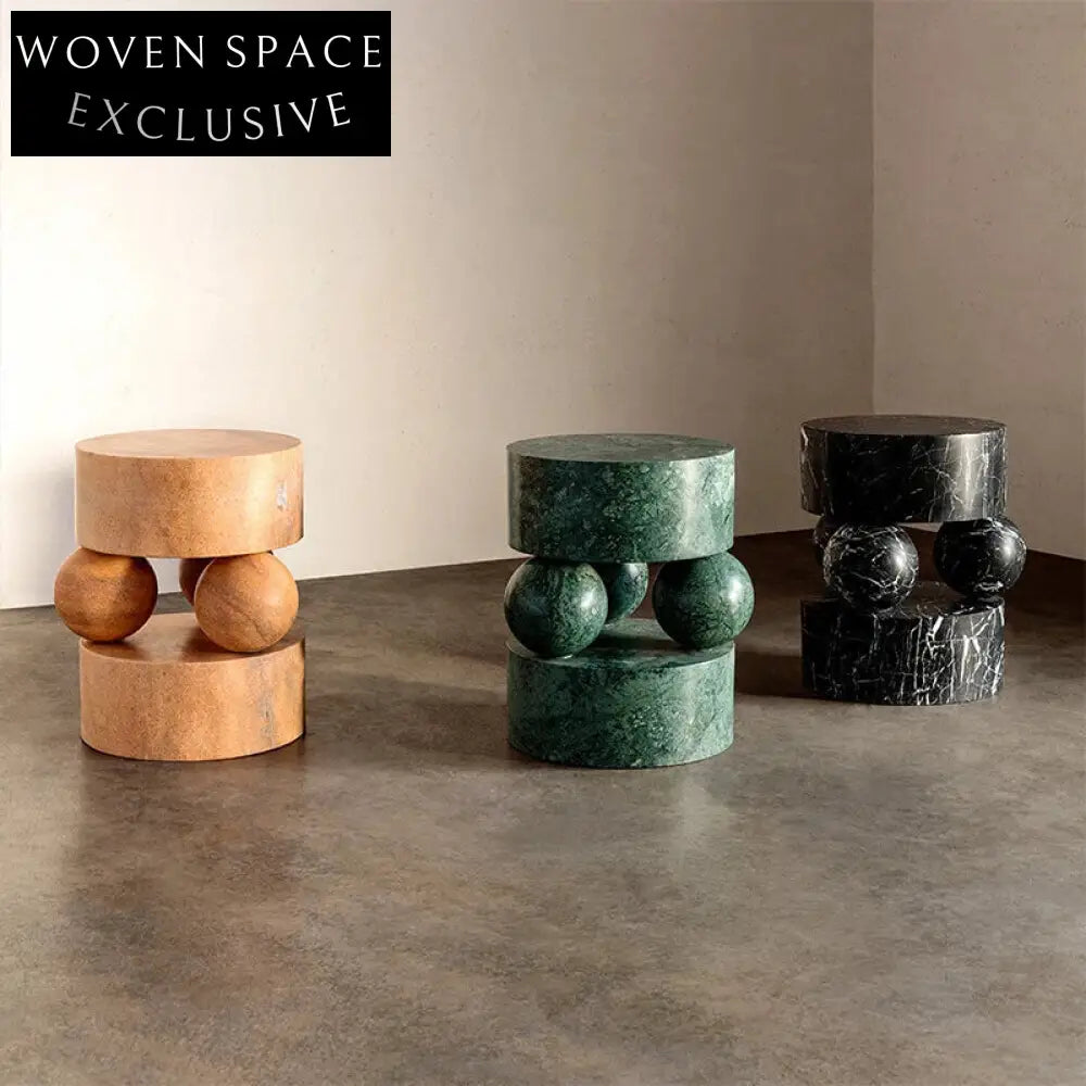 Contemporary Industrial Round Wood & Marble Accent Coffee Table for Modern Homes