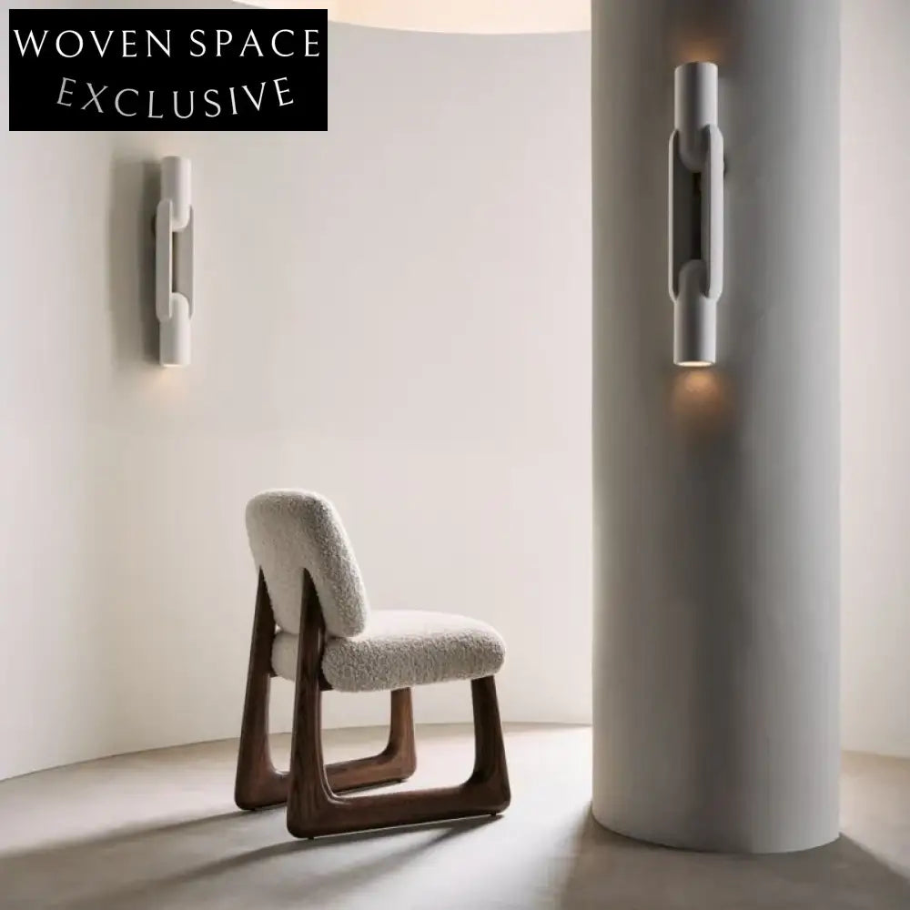 Contemporary Japandi Solid Wood Boucle High Back Dining Chair for Modern Homes