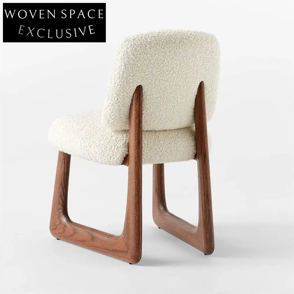 Contemporary Japandi Solid Wood Boucle High Back Dining Chair for Modern Homes