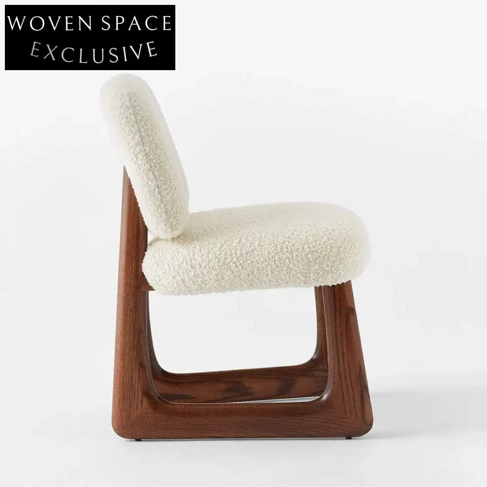 Contemporary Japandi Solid Wood Boucle High Back Dining Chair for Modern Homes