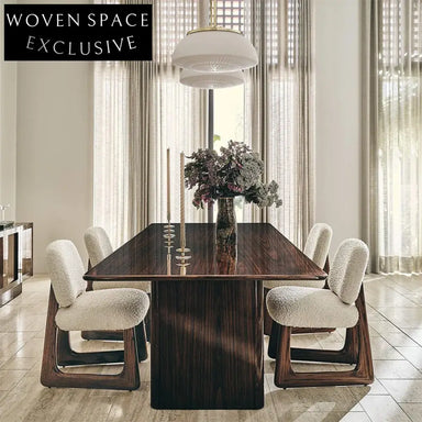 Contemporary Japandi Solid Wood Boucle High Back Dining Chair for Modern Homes